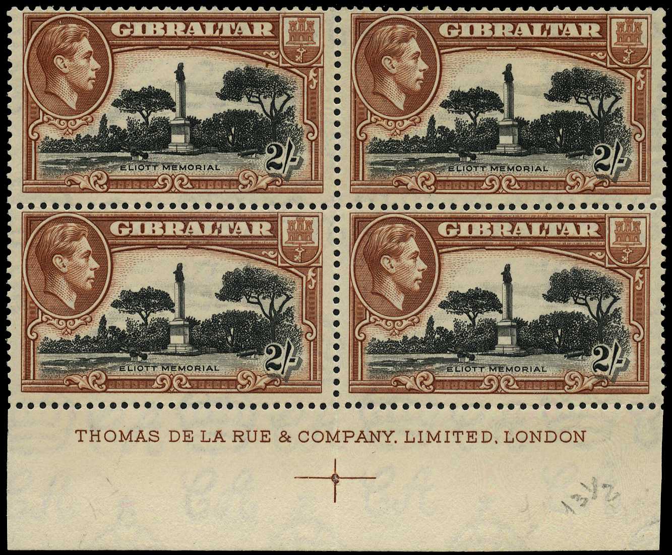 1938 2/- black and brown, perf 13½. A fine...
