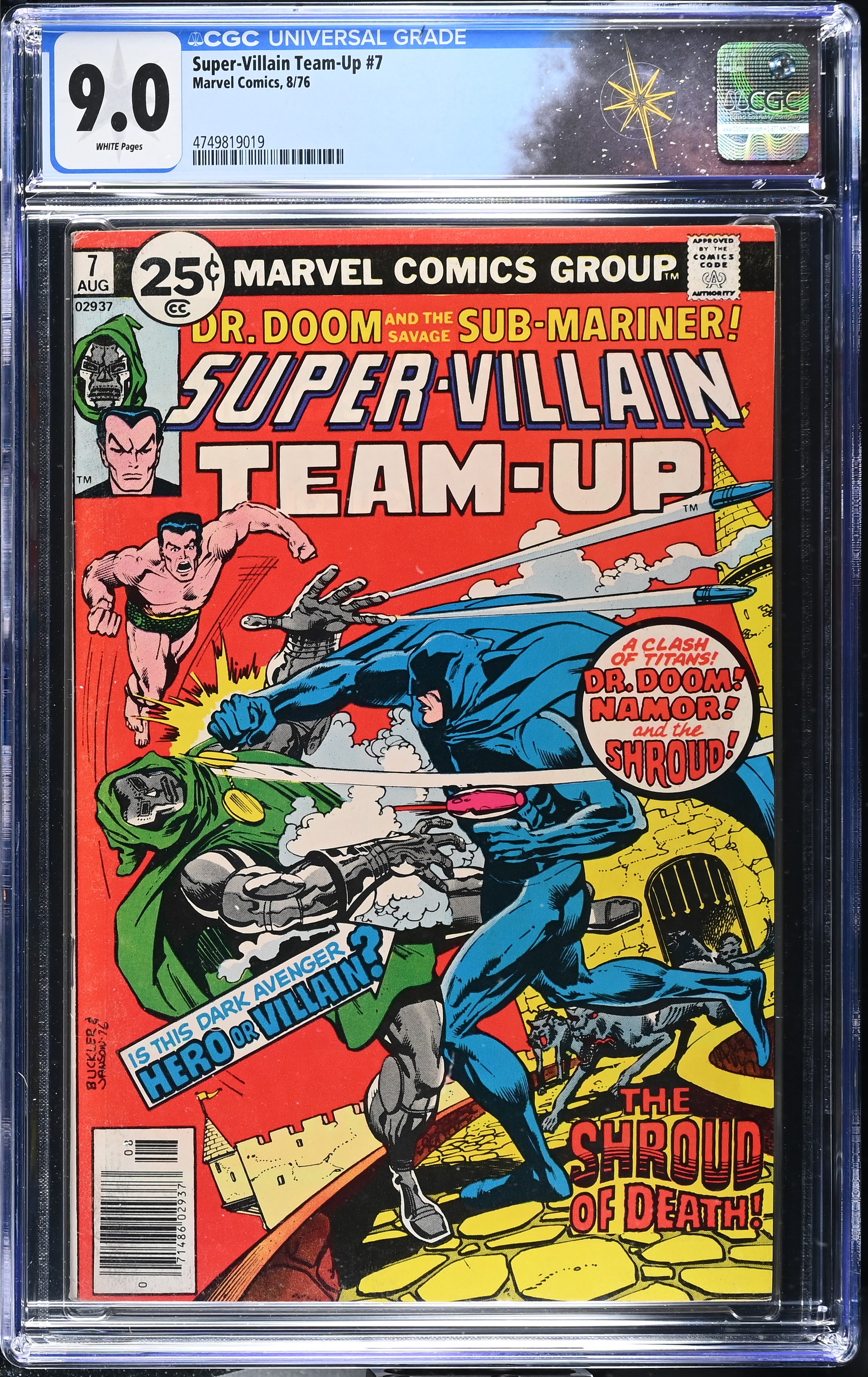 Super-Villain Team-Up #7 CGC 9.0 Origin of the Shroud "Who is the Shroud?" (Marvel Comics, 1976) White Pages