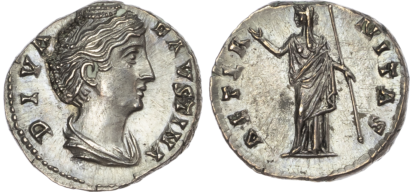 Diva Faustina Senior (d. AD 140/1) AR Denarius, Rome, 3.98g. 