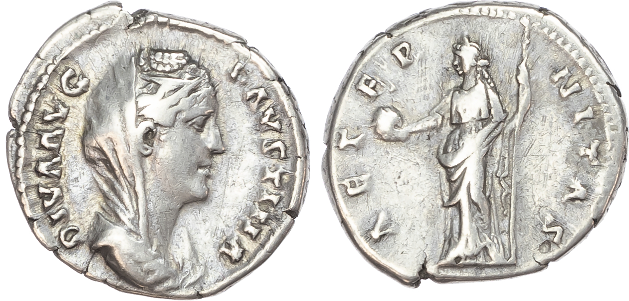 Diva Faustina Senior (d. AD 140/1) AR Denarius, Rome, 3.19g. 