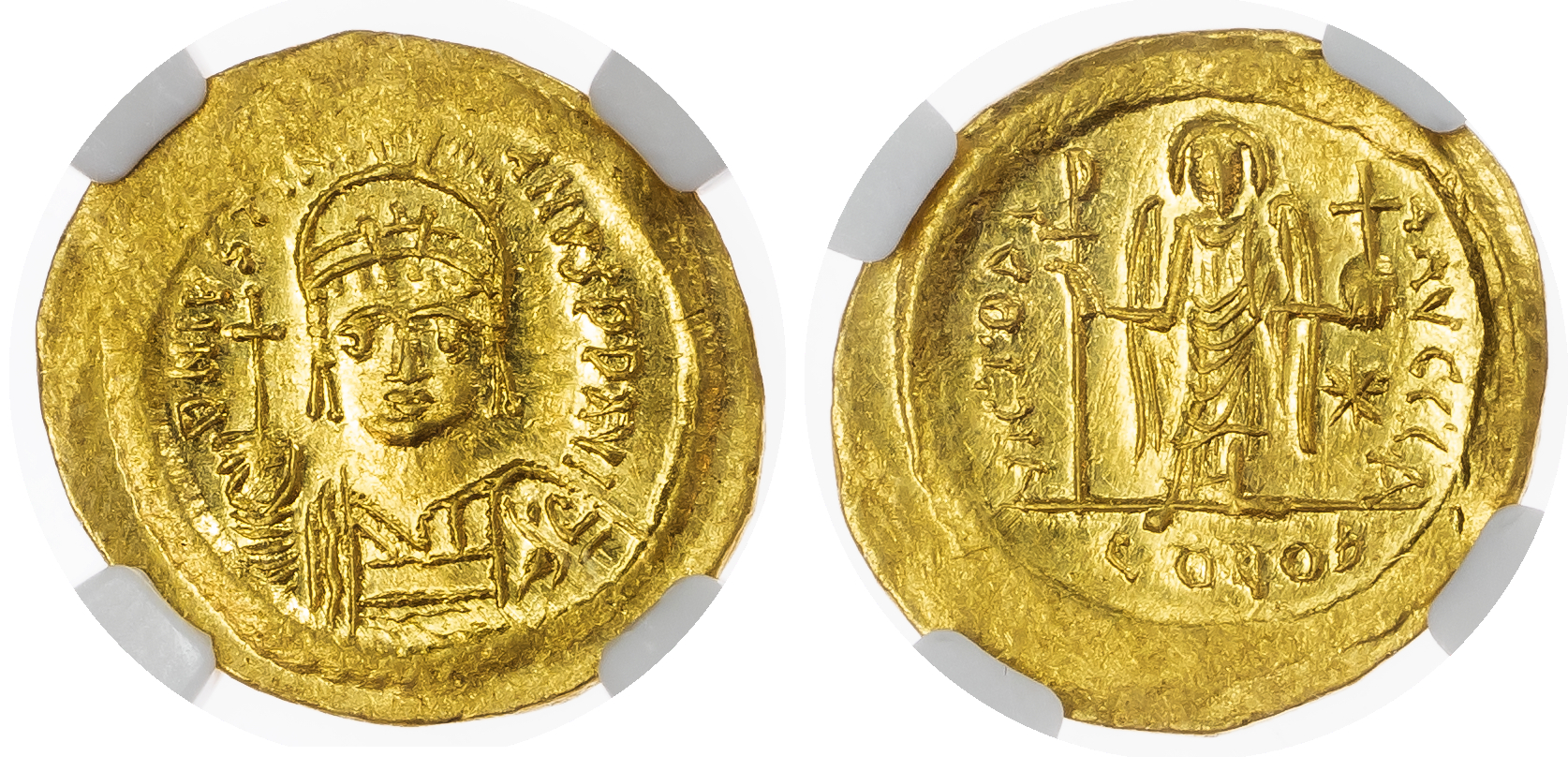 Justinian I (AD 527-565) AV Solidus, mint of Constantinople, AD 542-565, 4.48g.