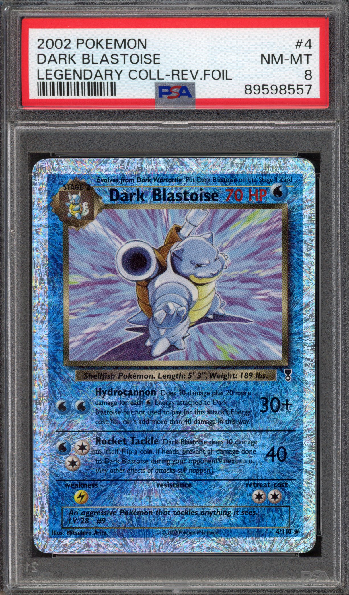 Pokémon TCG PSA 8 Dark Blastoise 4 Reverse Foil, Legendary Collection