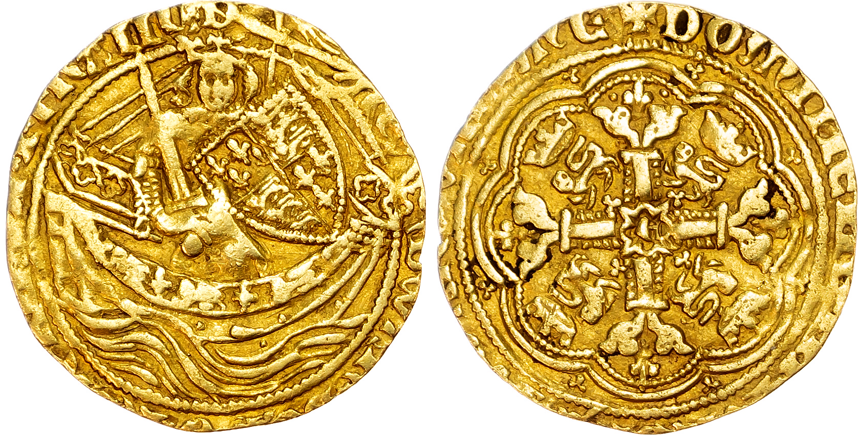 Edward III (1327-1377) Half Noble, fourth coinage, pre-treaty period, series G (1356-1361), mintmark cross 3.