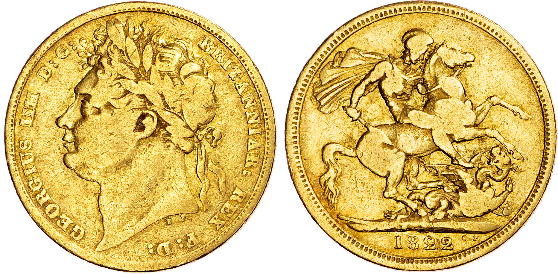 George IV (1820-1830), AV Sovereign, 1822. 