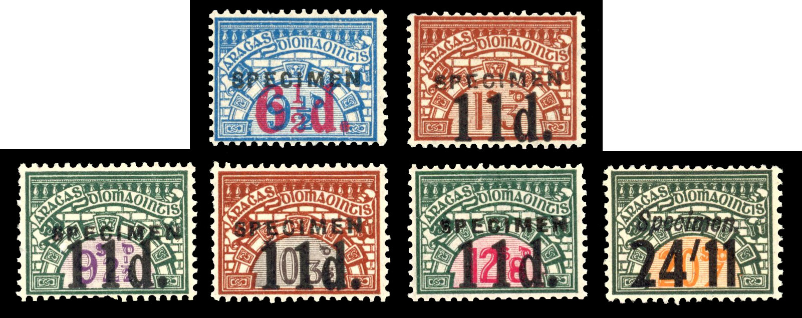 Ireland Unemployment Insurance 1935 surcharges Specimens
