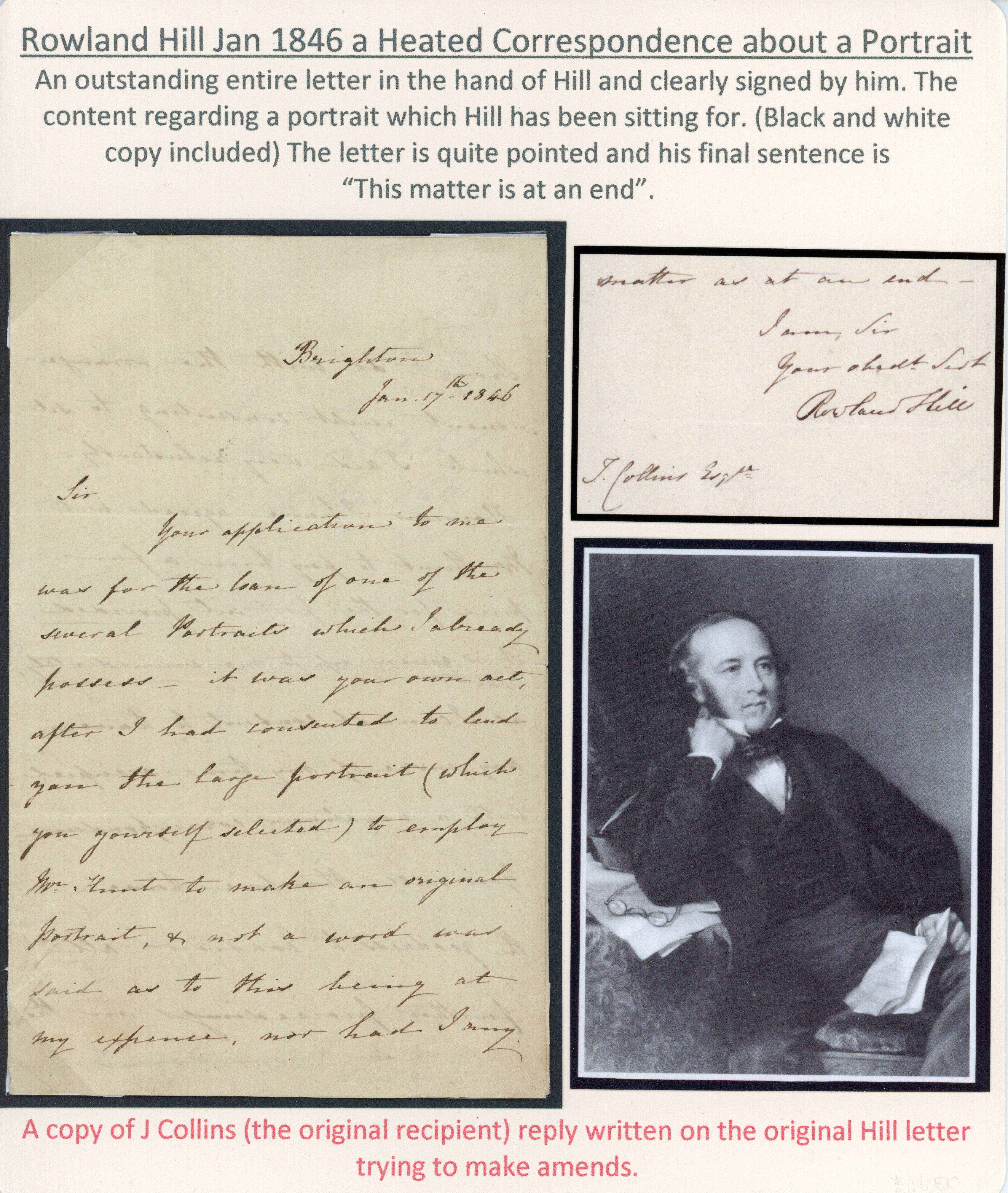 GB 1846 Rowland Hill letter, concerning a portrait.