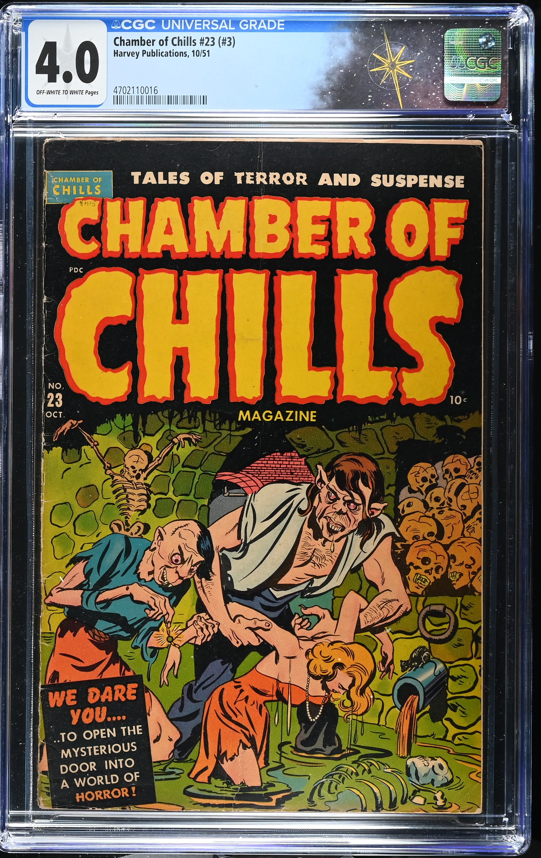 Chamber of Chills #23 (#3) CGC 4.0 Skull Cover by Al Avison (Harvey, 1951) Off-White to White Pages