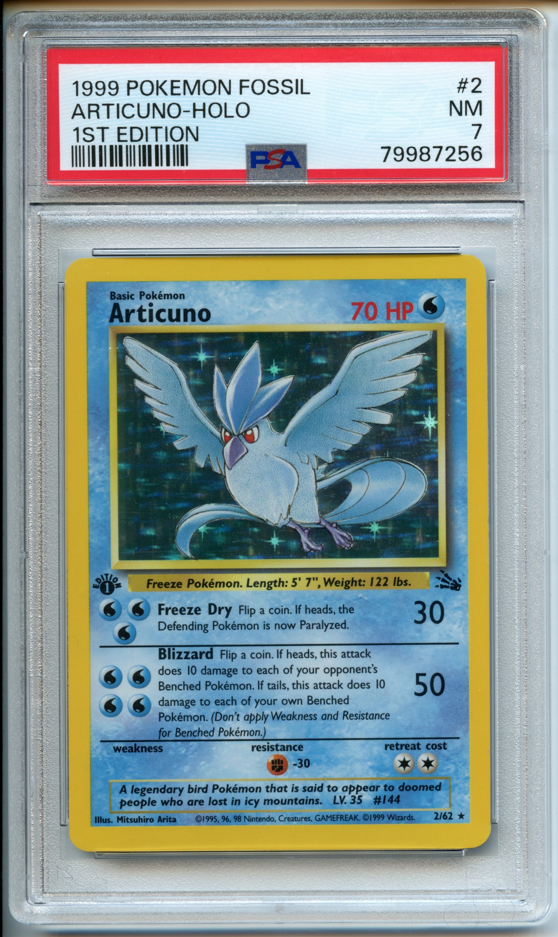 Pokemon TCG  - Articuno HOLO  - 1st Edition Fossil  - PSA 7 