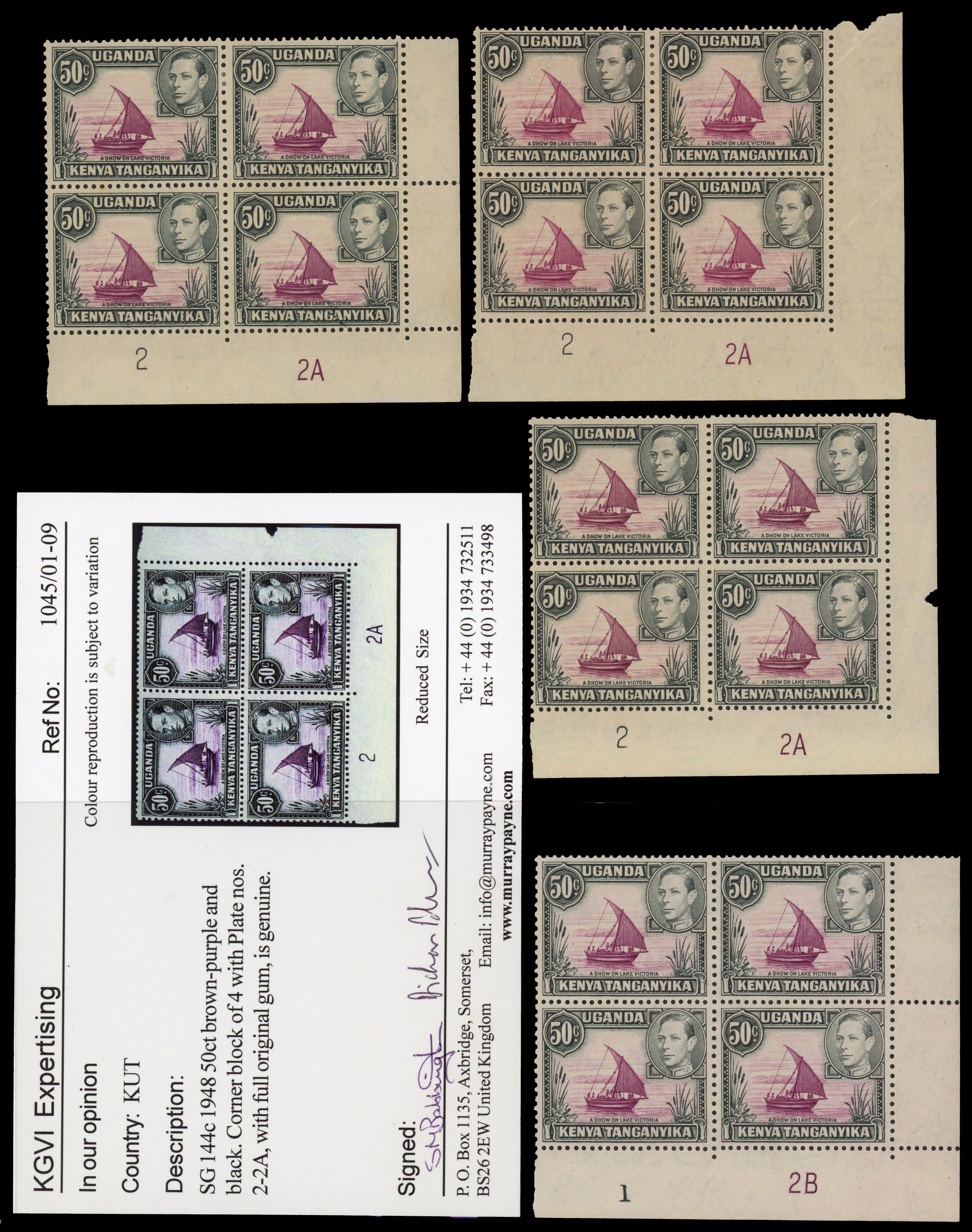 KUT SG 144-d Plate blocks mint