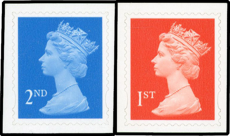 1998 2nd and 1st NVI perf 14½x14 die-cut, so called “dagger perf” pair, fine mint. SG 2039b/2040b