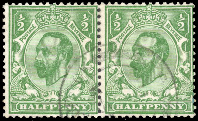 1911 Downey Head horizontal pair with ERROR PERFORATION 14