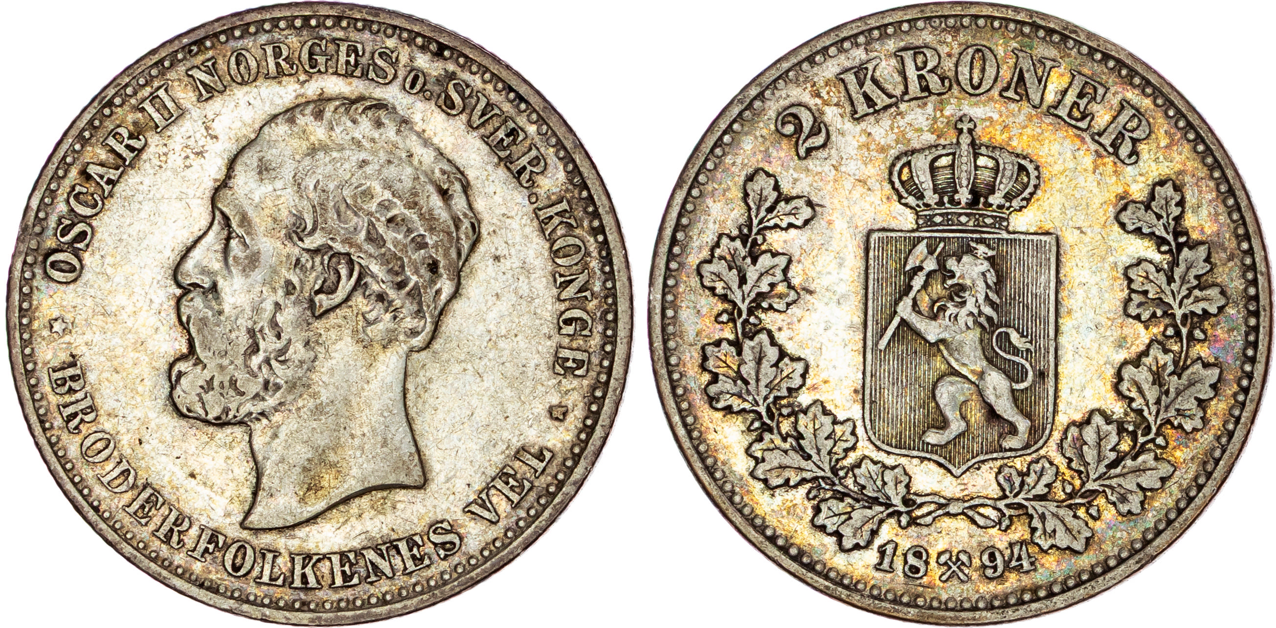 Norway, Oscar II (1872-1905), silver 2 Kroner, 1894