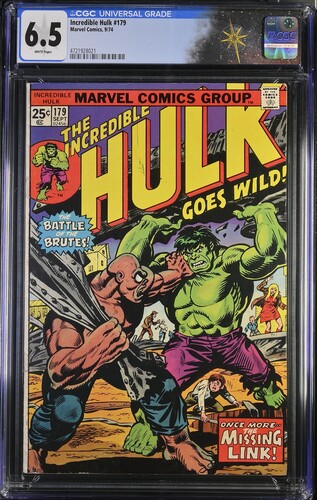Incredible Hulk #179 CGC 6.5 Len Wein story Herb Trimpe and Jack Abel art (Marvel Comics, 1974) White Pages