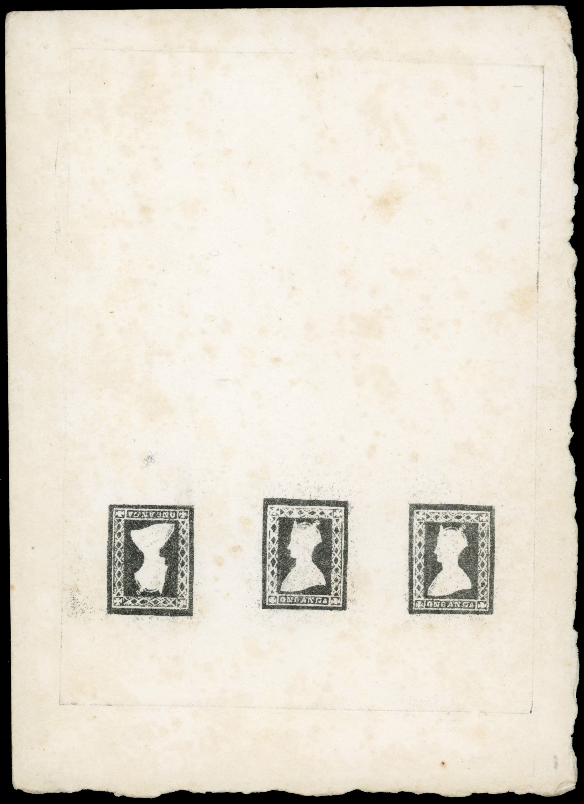 India 1922 1a Queen with Gothic Crown essay sheet in black