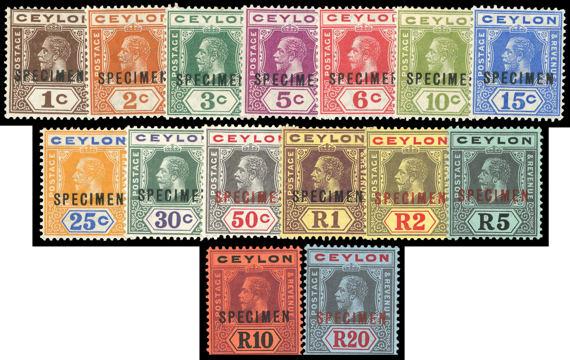 Ceylon SG 301-319s Specimen set lpog