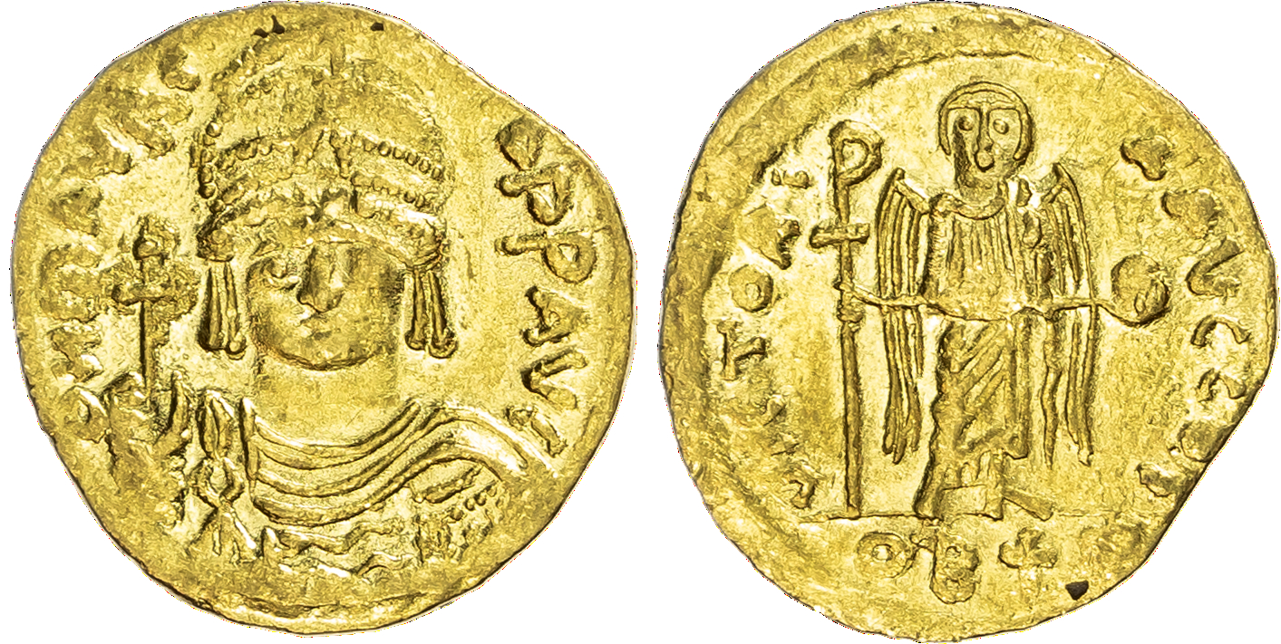 Maurice Tiberius (AD 582‑602) AV Solidus, Constantinople, 4.08g.