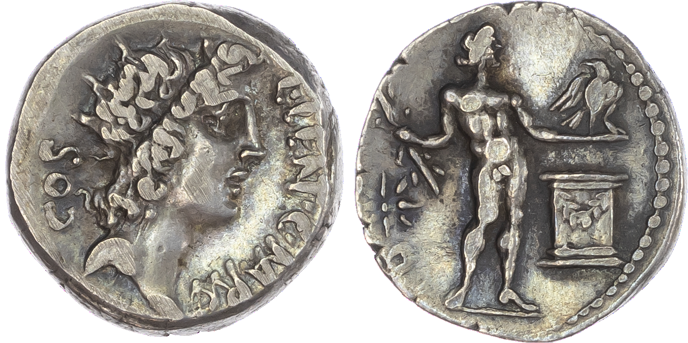 L. Cornelius Lentulus and C. Claudius Marcellus (49 BC) AR Denarius, Apollonia and Asia, 3.82g. L•LENT•C•MARC, head of