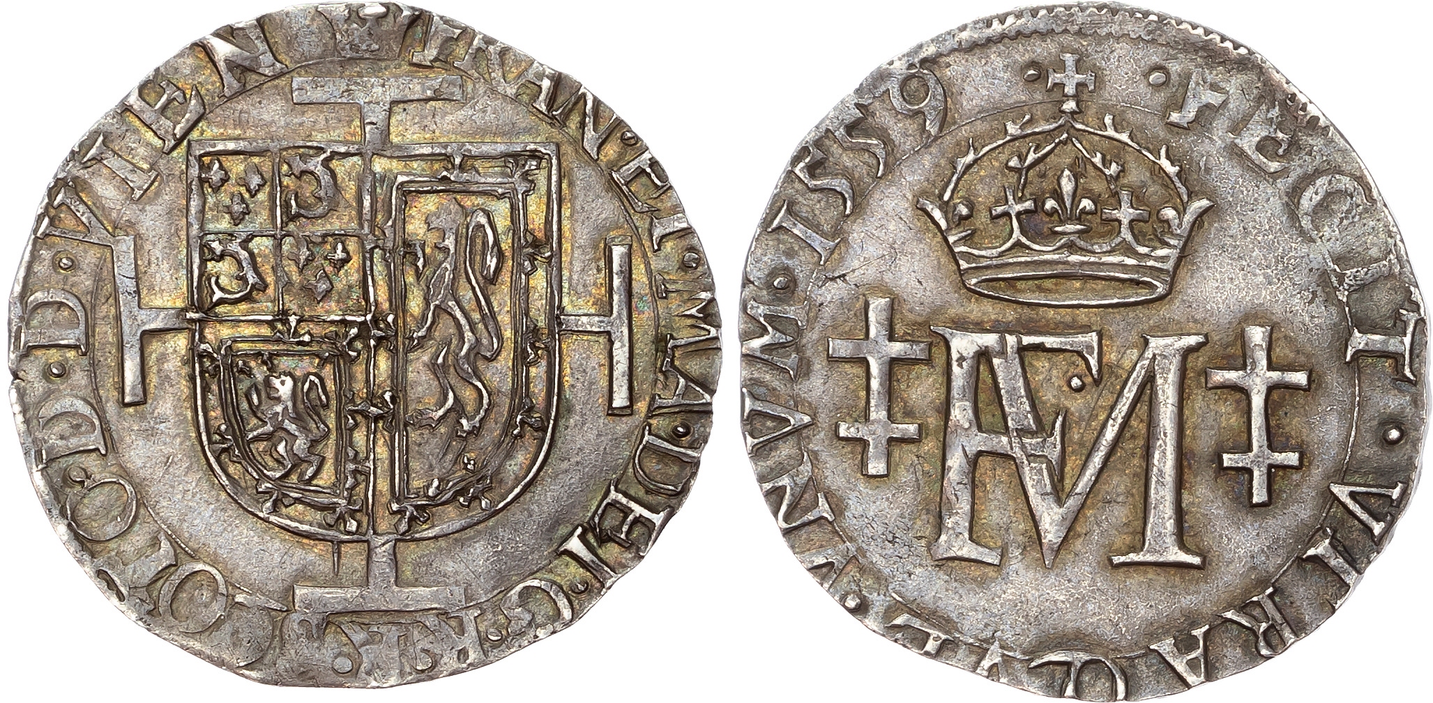 Scotland, Mary (1542-1567) Testoon, 1559, second period (Francis and Mary), type I.