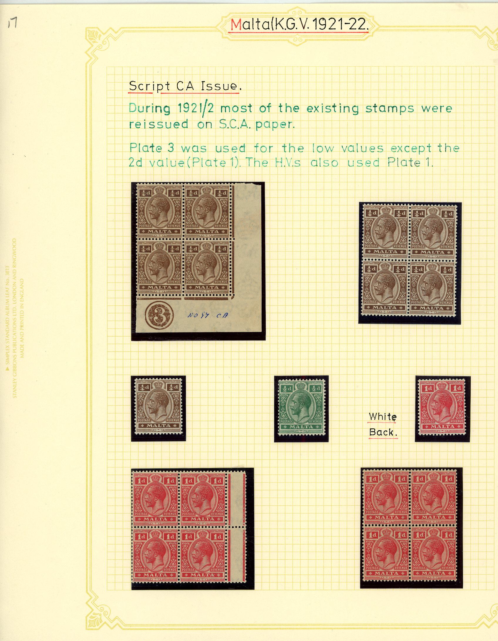 Malta 1914-21 mint selection with values to 5s arranged on display pages and Hagner...