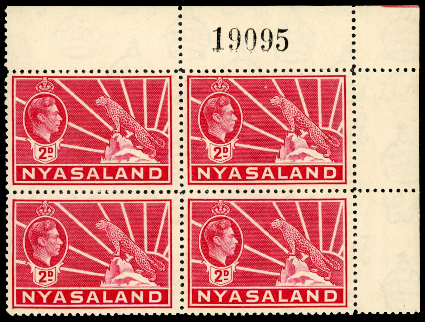 Nyasaland SG 133b block mint