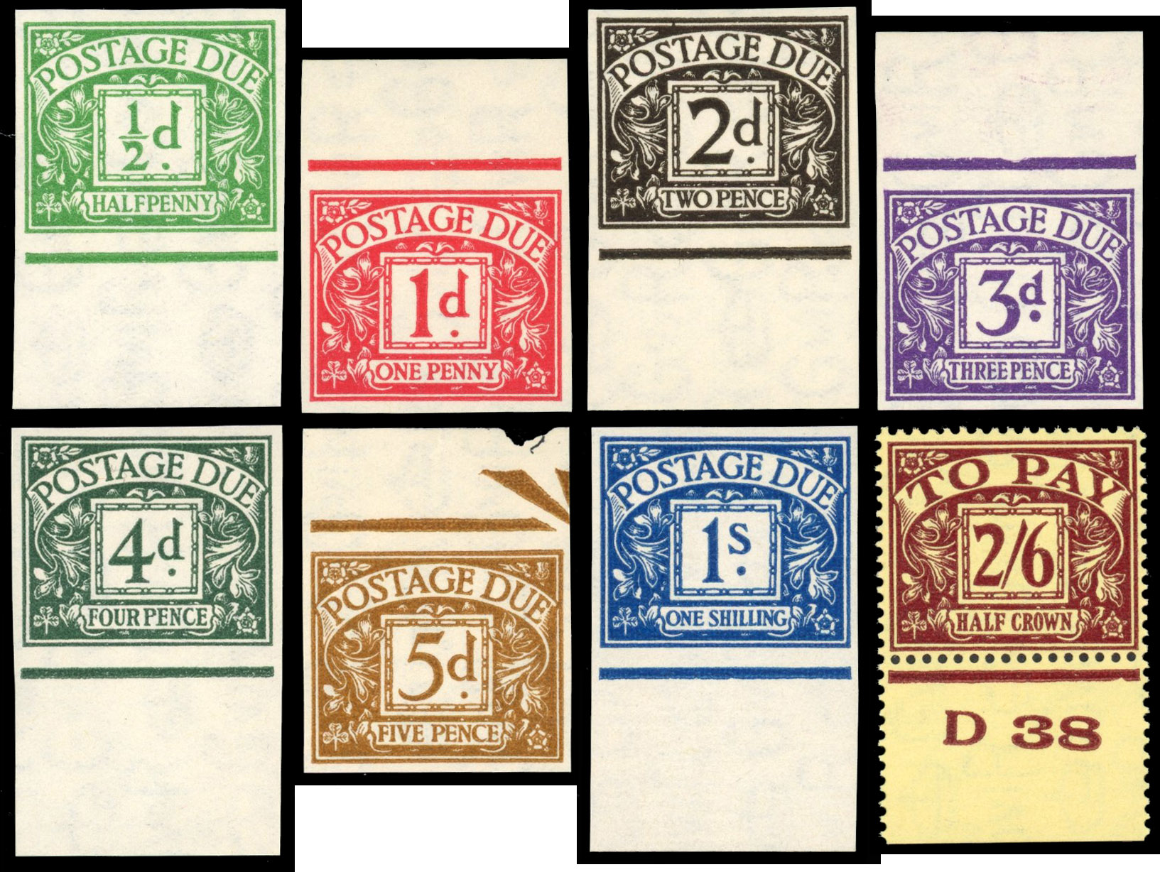 GB Postage Due 1937-38 set of imprimaturs U/M SG D27-34var
