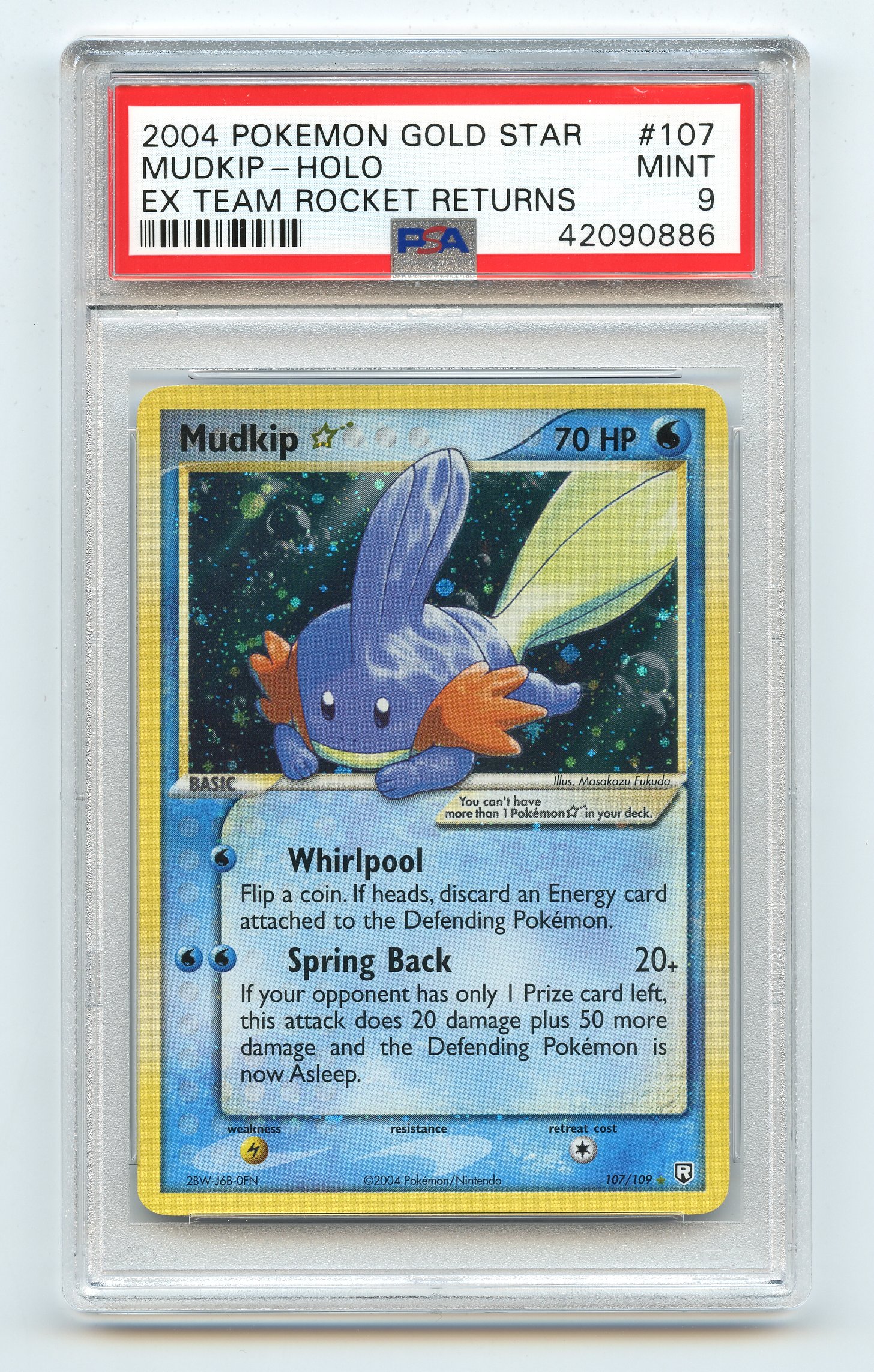 PSA 9 Mudkip Gold Star #107 - EX Team Rocket Returns