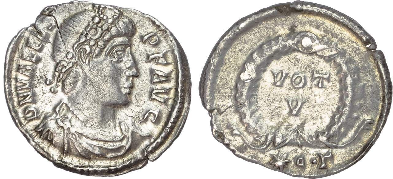 Valens (AD 364-378) AR Siliqua, Constantinople, 3rd Officina, AD 364-367, 1.70g.