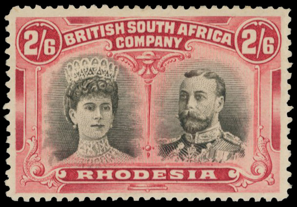 2s6d greyish sepia and deep bright scarlet unlisted, mint