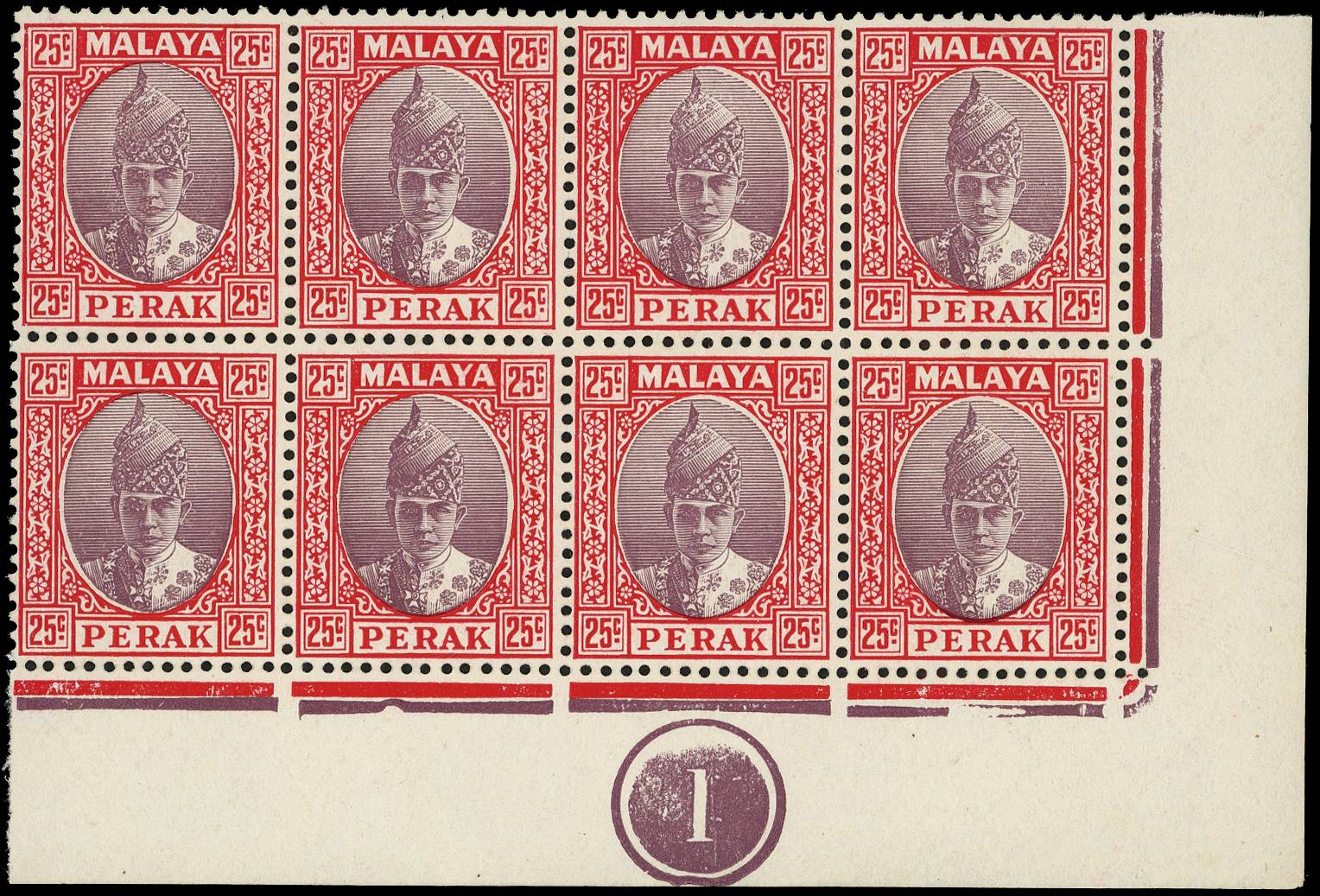 Perak SG 115 Plate block...
