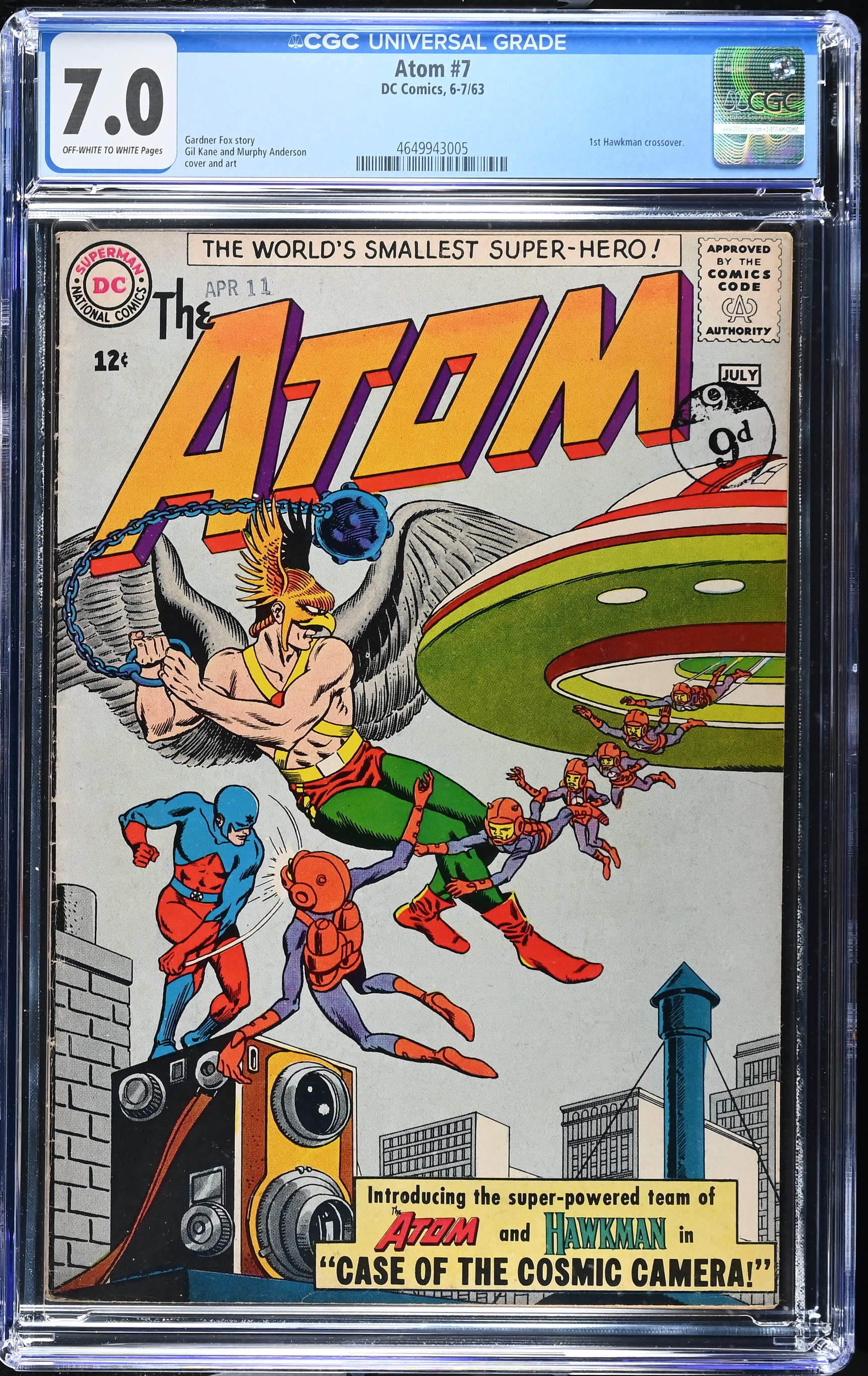 Atom #7 (DC Comics 1963) CGC 7.0 Atom and Hawkman team-up