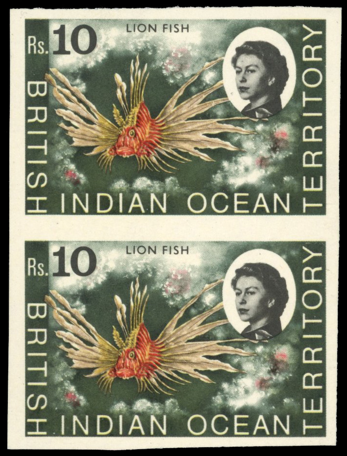 BIOT SG 30a 1968 10r imperf pair mint