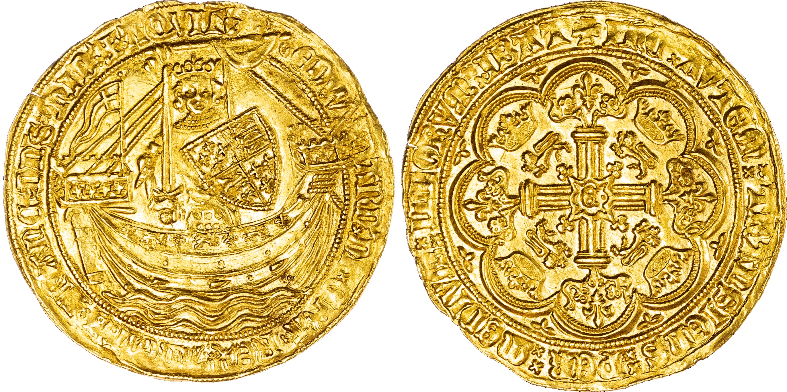 Edward III (1327-1377), Noble, Calais II/I mule, Fourth coinage Post treaty period, issued between 1369‑77, inner beaded