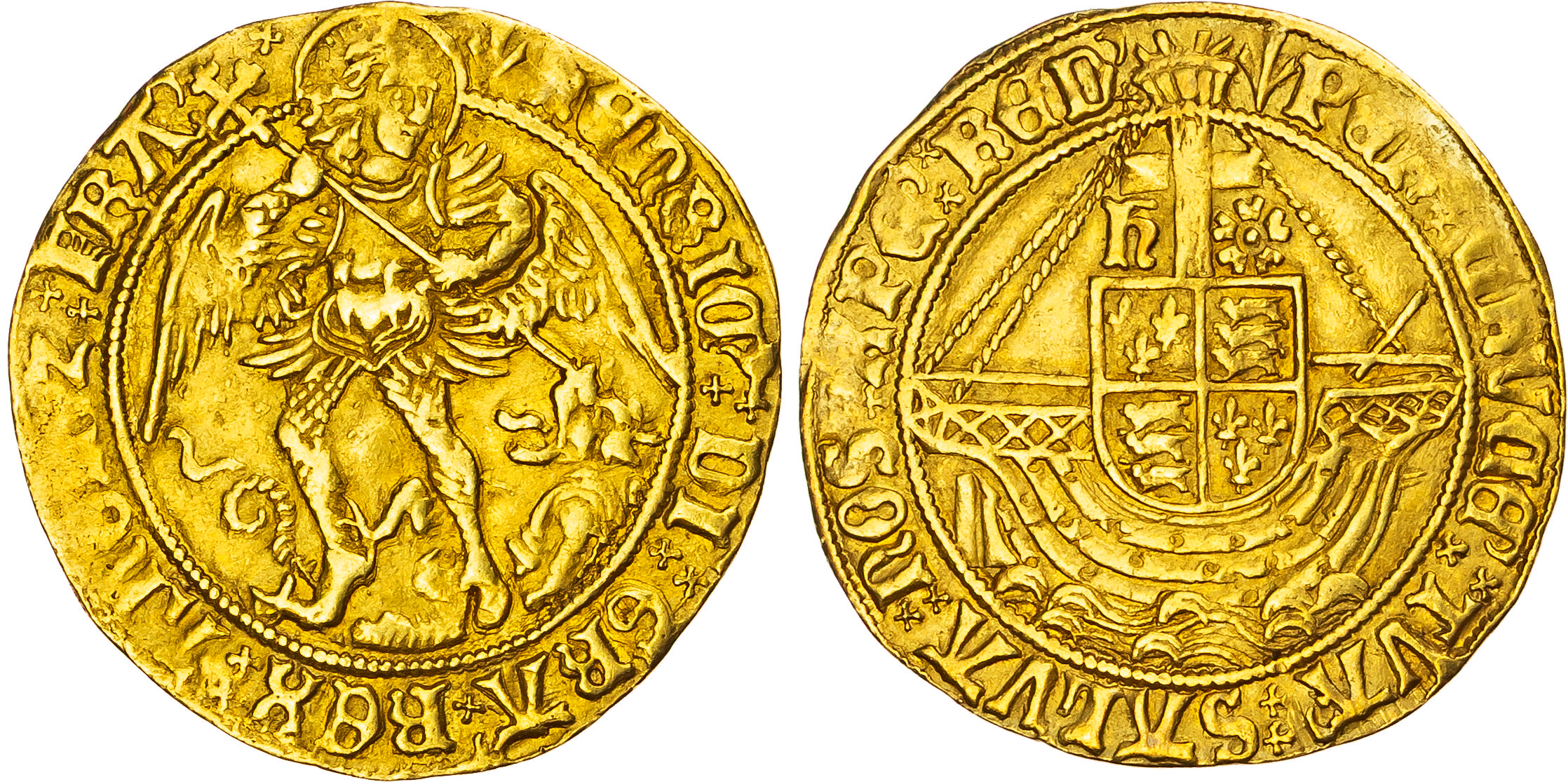 Henry VII (1485-1509), AV Angel, Type V, Tower (London) mint, mm. pheon (1505-9).