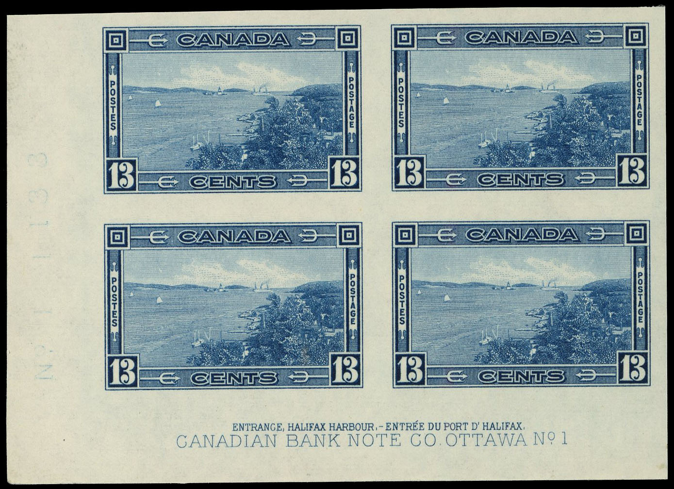 Canada SG 364 imperforate imprint block mint