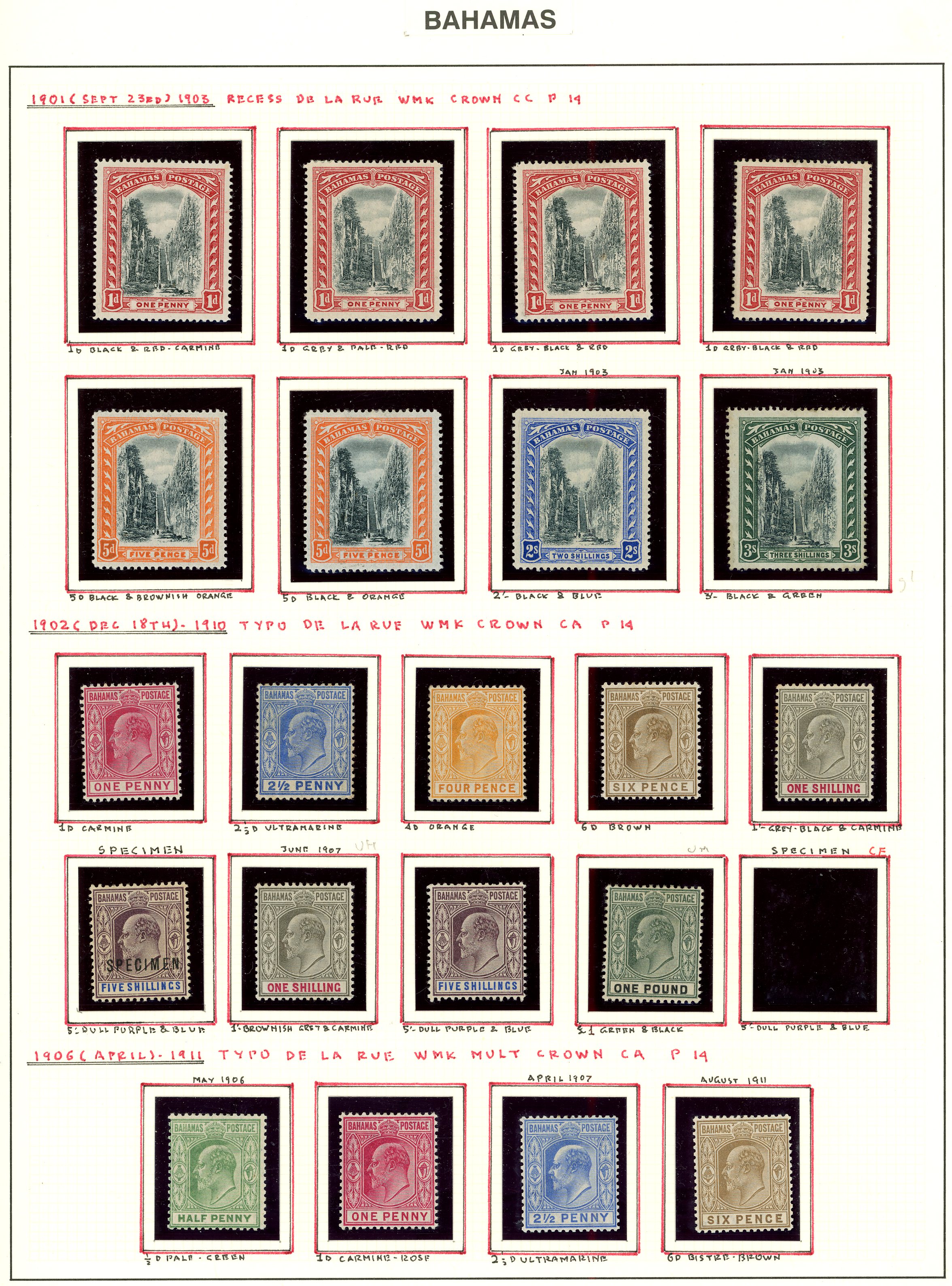 Bahamas 1901-35 mint collection (104) on leaves