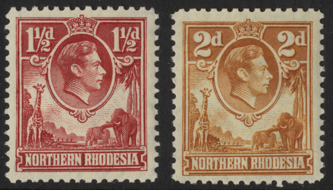 1938 1½d carmine-red and 2d yellow-brown, u/m. SG 29, 31, cat...