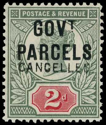 Government Parcels. 1891 2d grey-green...