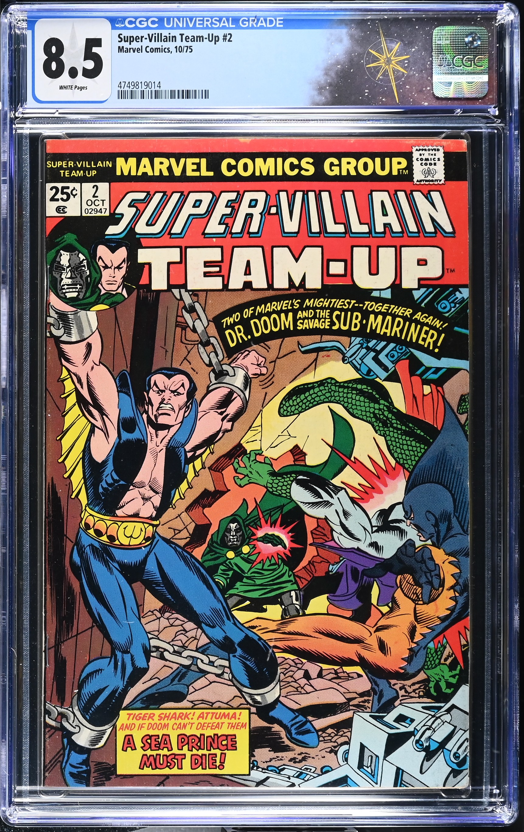 Super-Villain Team-Up #2 CGC 8.5 "Death" of Betty Dean (Marvel Comics, 1975) White Pages