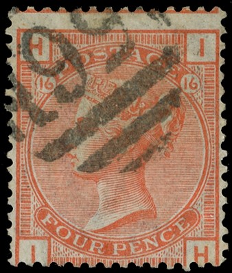 1877 4d Vermilion Pl.16. ‘Abnormal’. Used example lettered...