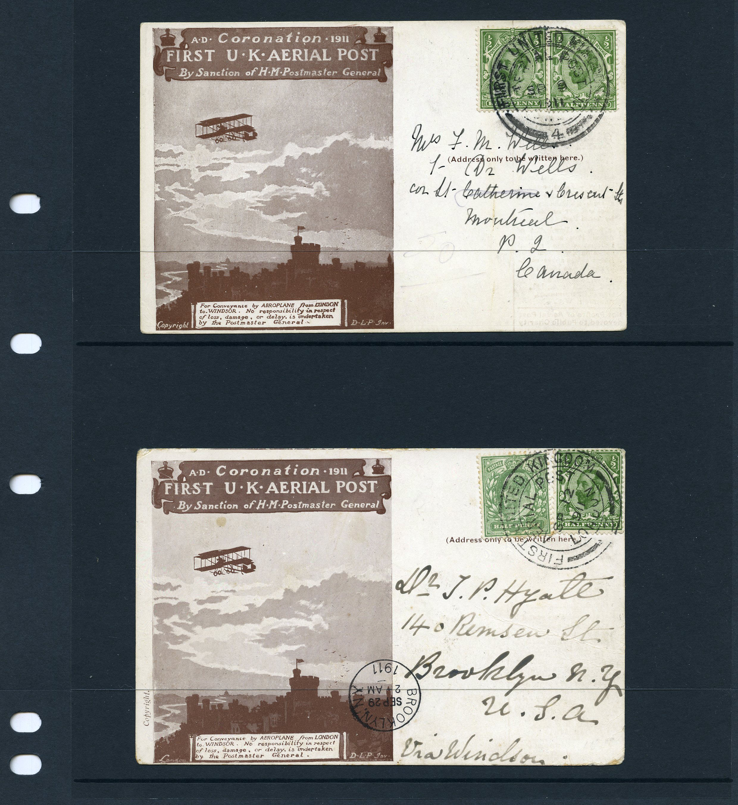 1911 FIRST U.K. AERIAL POST:...