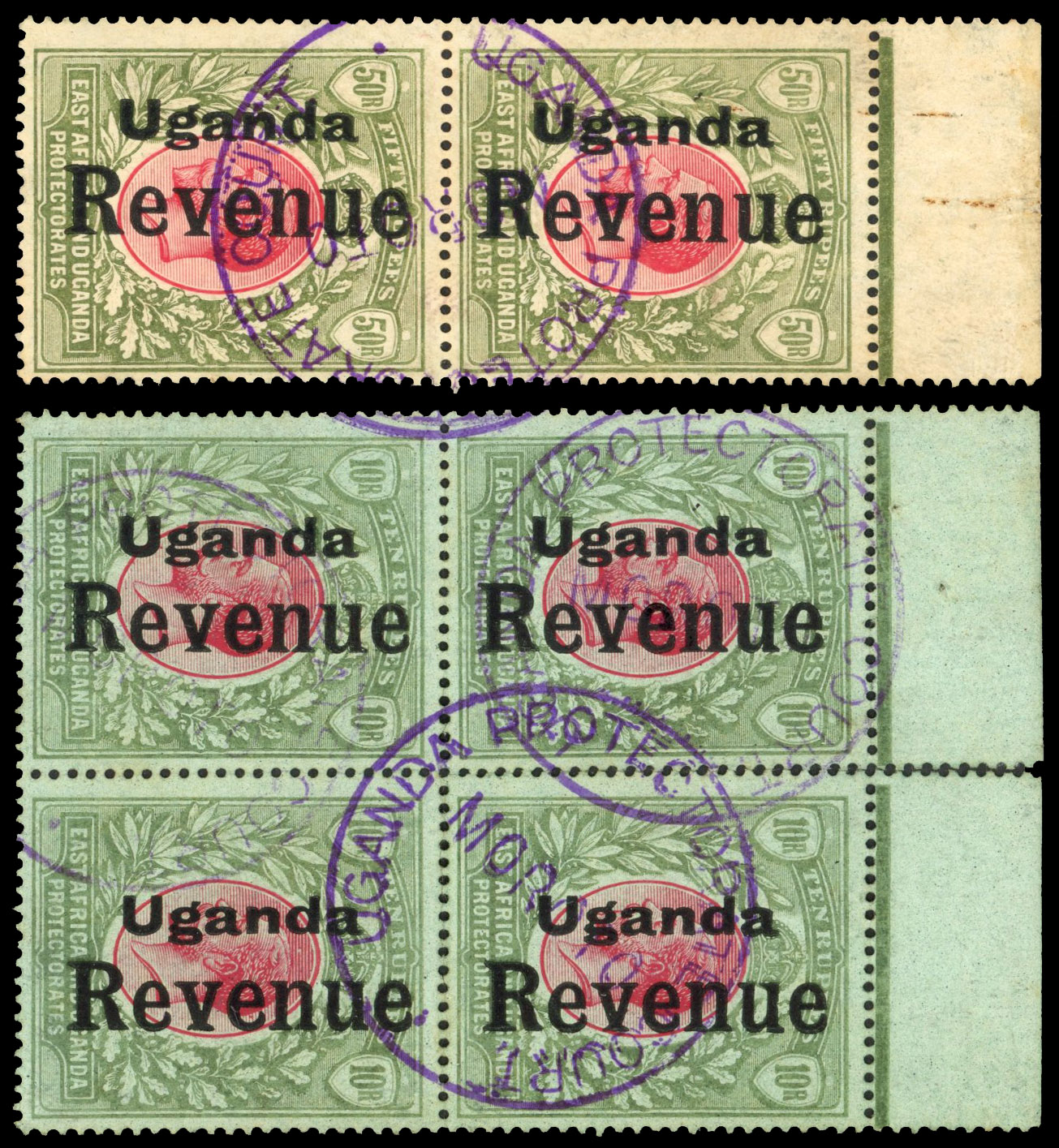 Uganda Revenue Overprints on KUT collection of 63