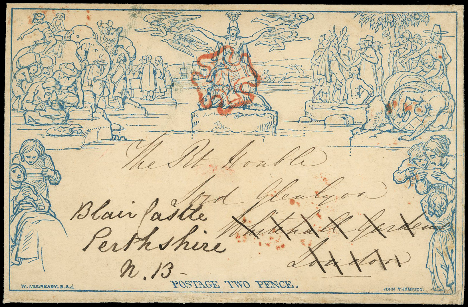 1840 2d Mulready Lettersheet Forme 1 Stereo a92.