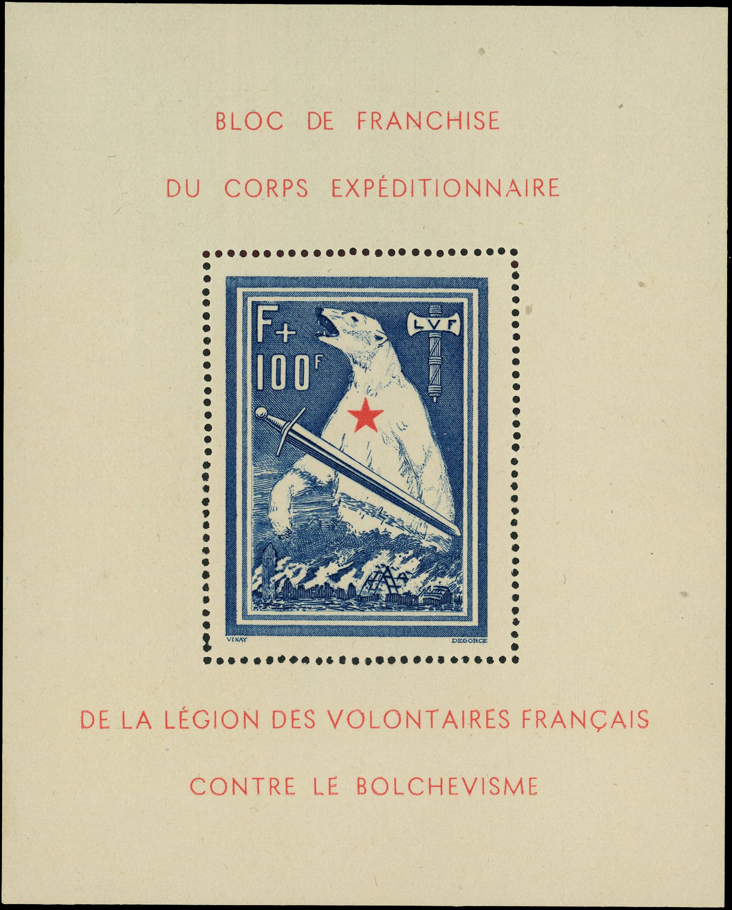 1941 French Legion Polar bear souvenir...