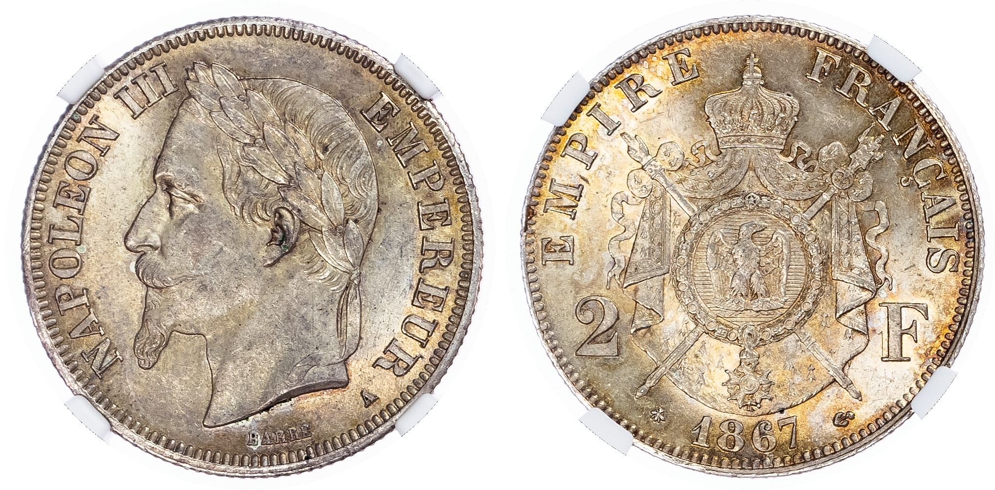 France. Napoleon III AR 2 Francs. 1867A. 
