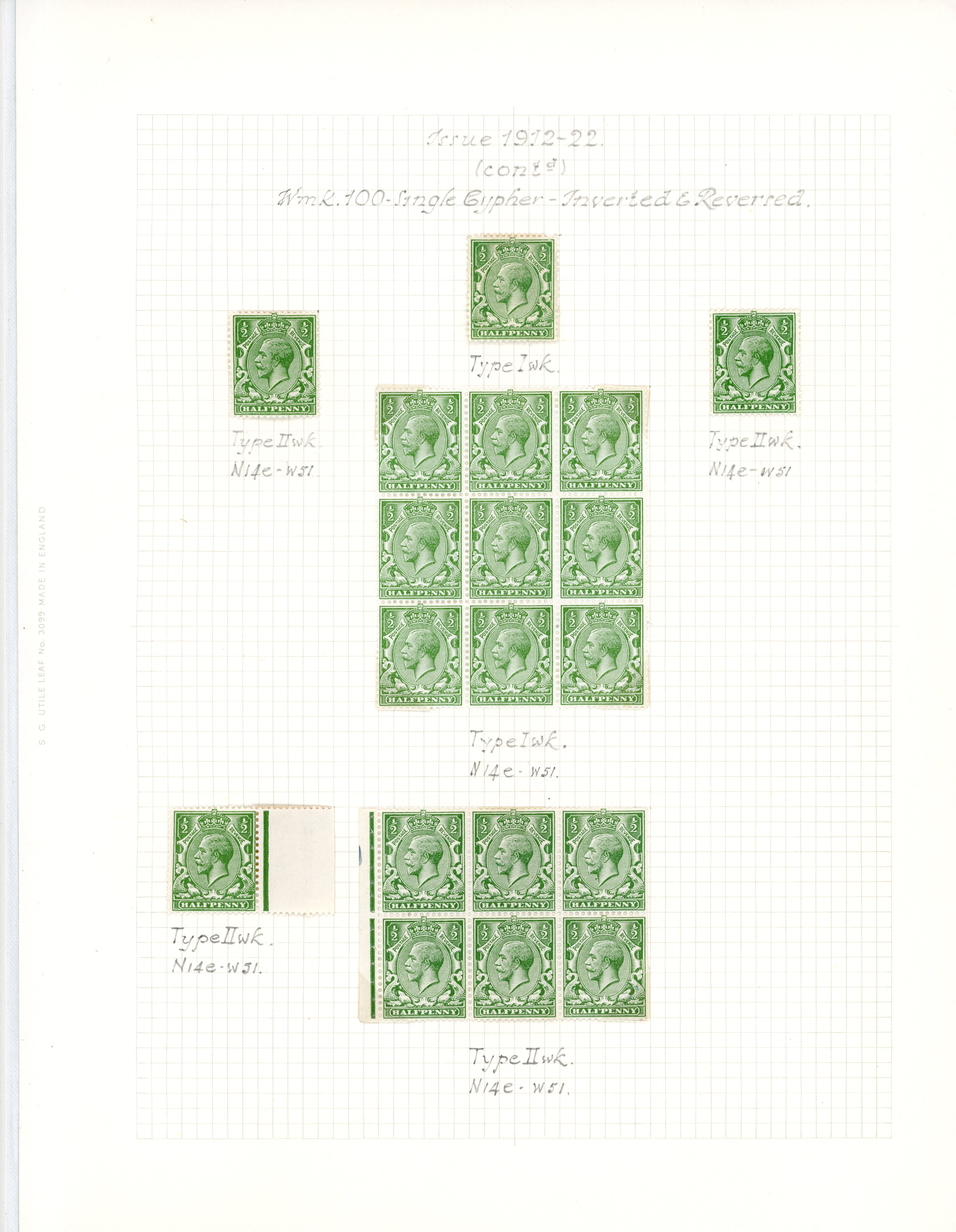 GB 1912-24 Simple Cypher inverted and reversed range mint