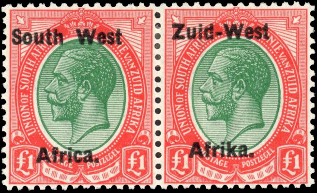 South West Africa SG 12 1923 £1 green and red mint