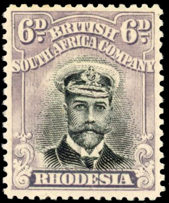 Rhodesia 6d SG 228a group, from Plate 4, State 1 mint