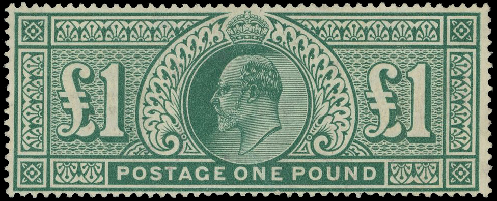 GB: 1911 £1 deep green, top right corner bend otherwise fine o.g. SG 320  