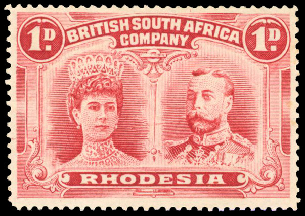 Rhodesia 1910-13 1d carmine perf 15