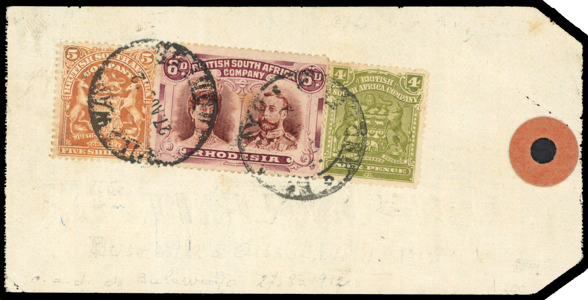 RSC C 6d plus Arms 4d and 5s used on parcel tag